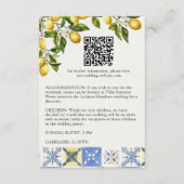 Lemon Grove Italiaans platteland bruiloft details Informatiekaartje (Achterkant)