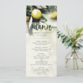 Lemon Grove | Modern Geel & Groen Zomerdiner Menu (Staand voorkant)