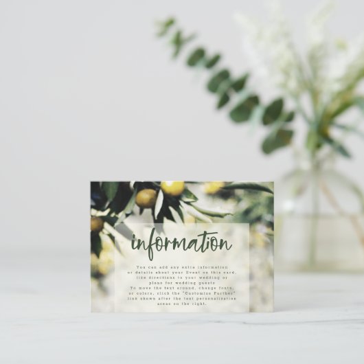 Lemon Grove | Moderne gele bruiloft informatie Informatiekaartje (Staand voorkant)