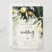 Lemon Grove | Moderne Gele & Groene Zomerbruiloft Kaart (Voorkant)