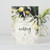 Lemon Grove | Moderne Gele & Groene Zomerbruiloft Kaart (Staand voorkant)