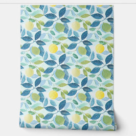 Lemon Grove Petite - Blauw, Groen, Geel - Biologis Behang