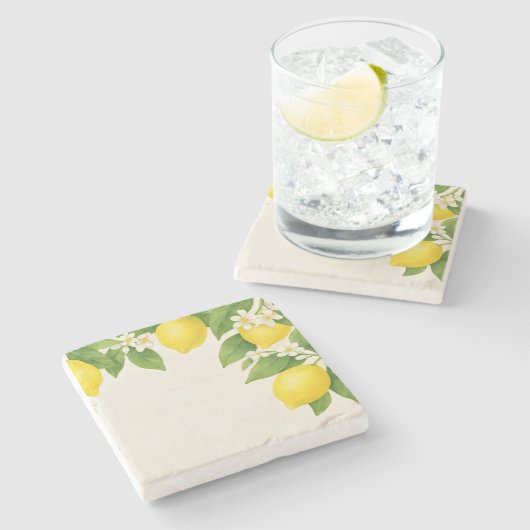 Lemon Grove Watercolor  Stenen Onderzetter (Zijkant)