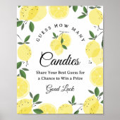 Lemon Guess How Many Candies Game Sign Poster (Voorkant)