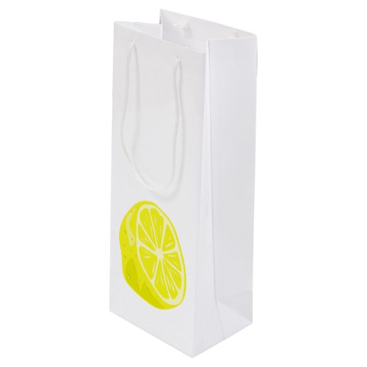 Lemon Half Gift Bag Wijn Cadeautas (Voorkant Gekanteld)