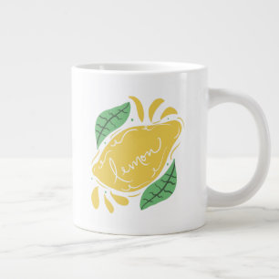 Lemon Hand Drawn Lettering Citrus Yellow Art Grote Koffiekop