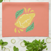 Lemon Hand Drawn Lettering Citrus Yellow Green Theedoek (Gevouwen)