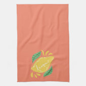 Lemon Hand Drawn Lettering Citrus Yellow Green Theedoek (Verticaal)