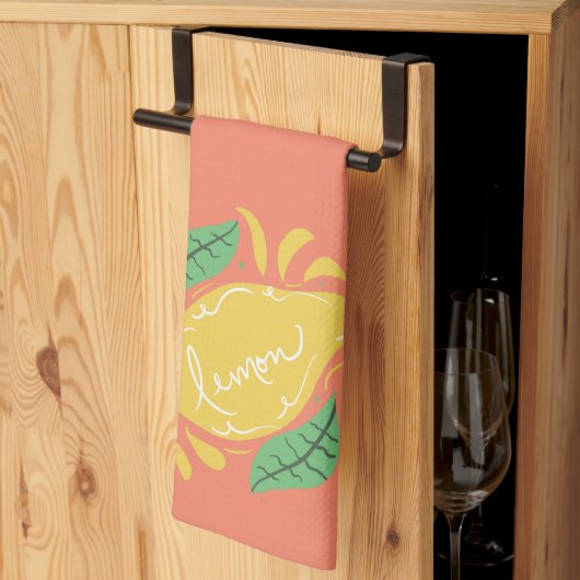 Lemon Hand Drawn Lettering Citrus Yellow Green Theedoek (Derde Gevouwen)