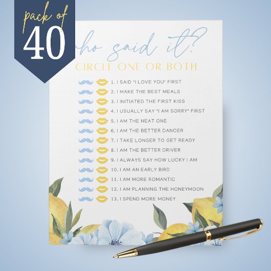 Lemon He Said She Said Shower Game Pack Notitieblok