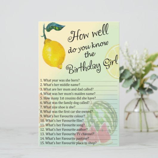 Lemon Hoe goed ken je het verjaardagsmeisje? (Staand voorkant)