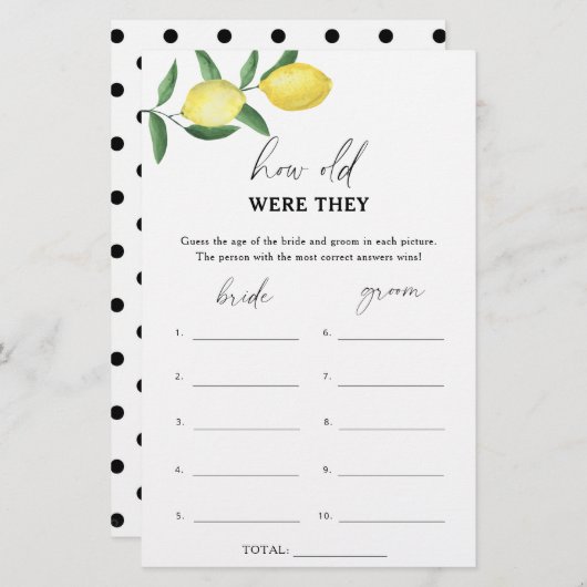 Lemon - Hoe oud waren ze in het bruidsspel? (Voorkant / Achterkant)