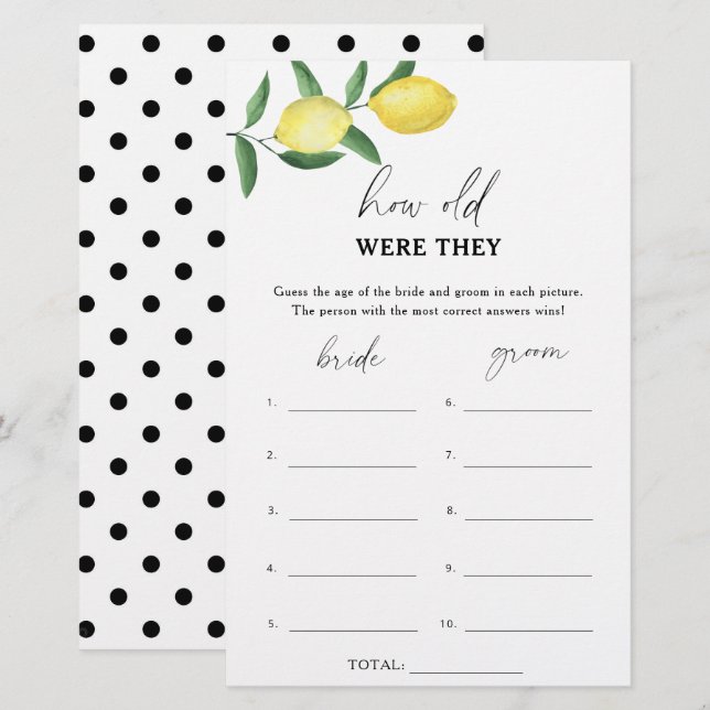 Lemon - Hoe oud waren ze in het bruidsspel? (Voorkant / Achterkant)