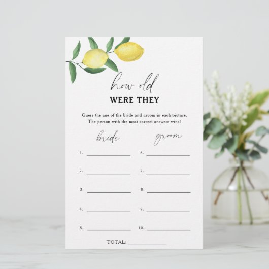 Lemon - Hoe oud waren ze in het bruidsspel? (Staand voorkant)