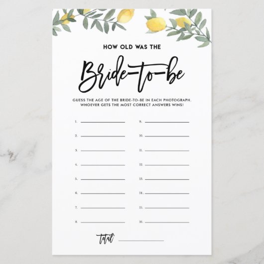 Lemon hoe oud was het spel van het Bride Vrijgezel (Voorkant)