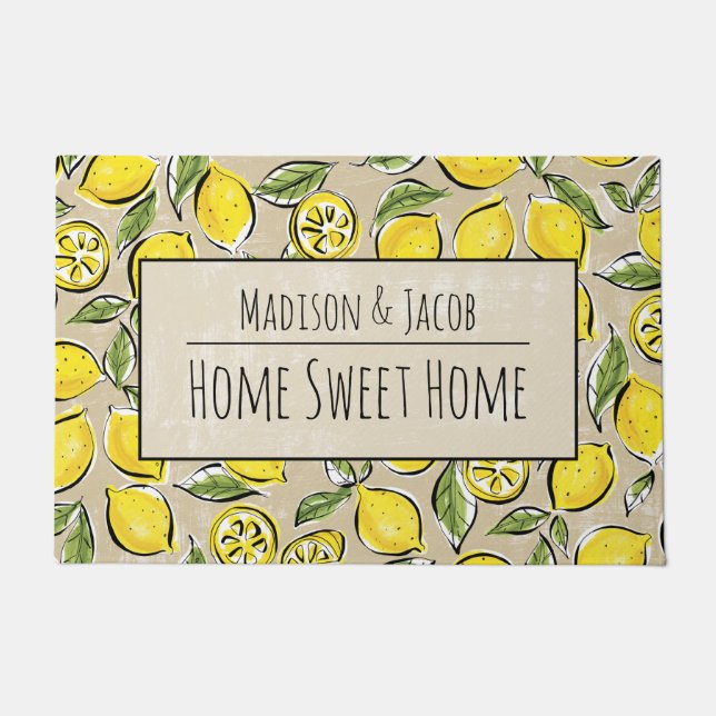 Lemon Home Sweet Home Custom 24-inch x 36-inch deu Deurmat (Voorkant)