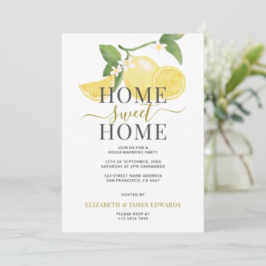 Lemon Home Sweet Home Housewarming Party Kaart (Staand voorkant)