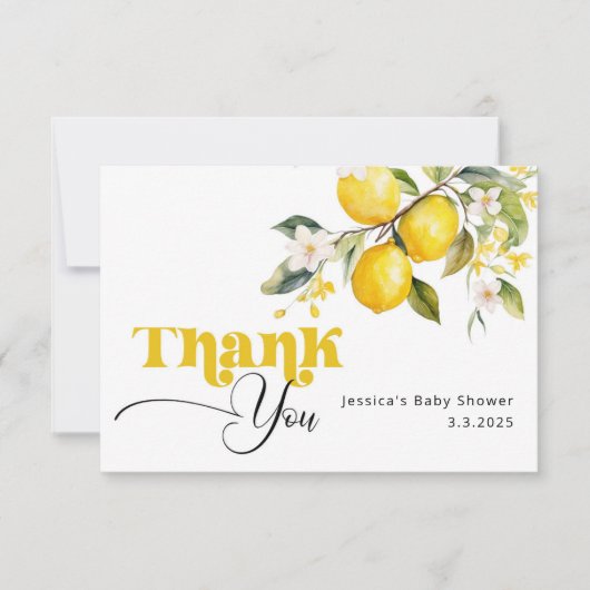 Lemon hoofd squeeze baby shower dank u kaart (Voorkant)