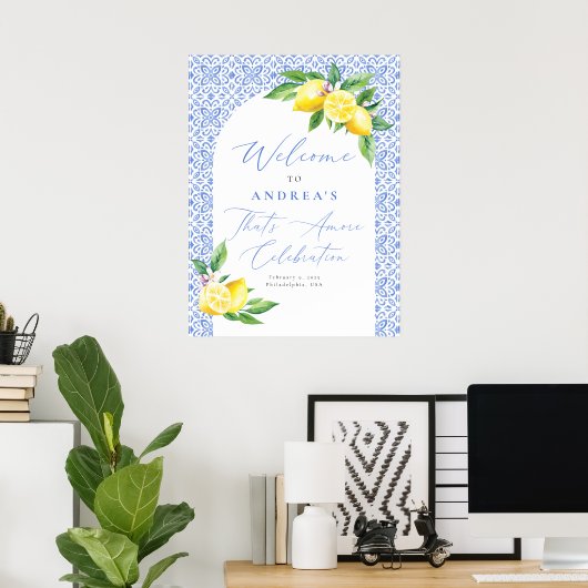Lemon Italiaans Positano That's Amore Bruiloft Cel Poster (Thuiskantoor)