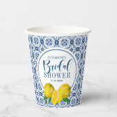 Lemon Italiaanse blauwe Tegel Weddenschap Hartelij Papieren Bekers (Voorkant)