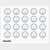 Lemon Italiaanse blauwe Tegel Wedding Hartelijk da Ronde Sticker (Vel)