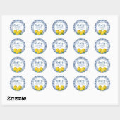 Lemon Italiaanse blauwe Tegel Wedding Hartelijk da Ronde Sticker (Vel)