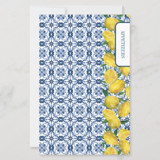Lemon Italian blue Tile Recipe dividers (Voorkant)