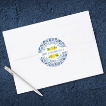 Lemon Italy Blue Tegel Wedding Return-adres