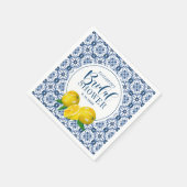 Lemon Italy Blue Tegel Wedding Vrijgezellenfeest Servet (Hoek)