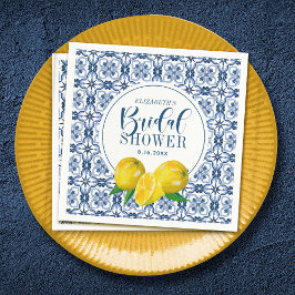 Lemon Italy Blue Tegel Wedding Vrijgezellenfeest Servet