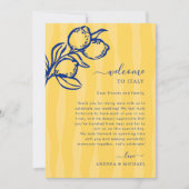 Lemon Italy Wedding Welcome Letter Itinerary Card Kaart (Voorkant)