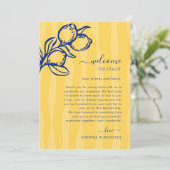 Lemon Italy Wedding Welcome Letter Itinerary Card Kaart (Staand voorkant)