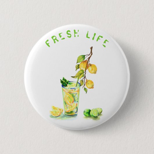 Lemon Juice Cool Drink Lemonade Summer Party Ronde Button 5,7 Cm (Voorkant)