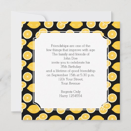 Lemon Kawaii Citrus Birthday Party Kaart (Voorkant)