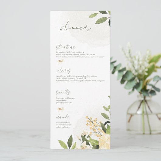 Lemon Kissed Wedding Flat Menu (Staand voorkant)