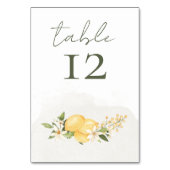Lemon Kissed Wedding Table Number Card Kaart (Voorkant)