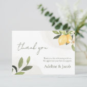 Lemon Kissed Wedding Thank You Card Bedankkaart (Staand voorkant)