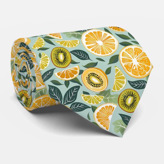Lemon Kiwi Pattern Men's Necktie  Stropdas (Opgerold)
