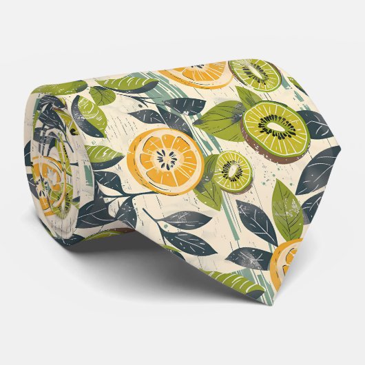 Lemon Kiwi Pattern Men's Necktie  Stropdas (Opgerold)