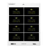 Lemon kleurde bijen etiket (Full Sheet)