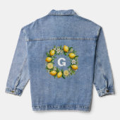 Lemon Krans Monogrammed Initiaal Elegant Stijlvol Denim Jacket (Achterkant)