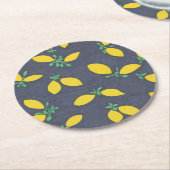 Lemon laat voedselkunstpatronen vallen ronde kartonnen onderzetter (Gebogen)