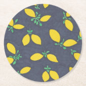 Lemon laat voedselkunstpatronen vallen ronde kartonnen onderzetter (Voorkant)