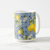 Lemon Leaf Floral Blue en White  Farmhouse Koffiemok (Voorkant rechts)