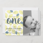 Lemon & Leaf Foto 1e verjaardag Uitnodiging (Voorkant)