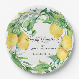 Lemon Leaf Greenery Floral Wreath Bridal Luncheon Papieren Bordje
