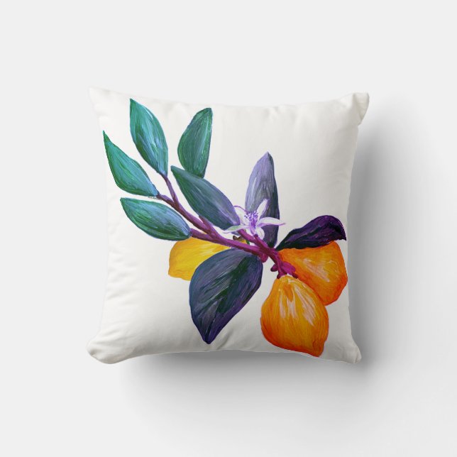 Lemon Leaf Kussen | Artistieke Citrus Tuin  (Voorkant)