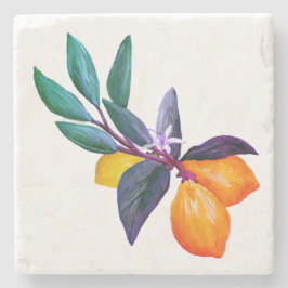 Lemon Leaf Stenen Onderzetter | Artistieke Citrus