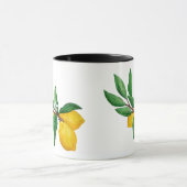 Lemon Leaf Watercolor Black Design | Fresh Citrus  Mok (Midden)
