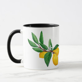 Lemon Leaf Watercolor Black Design | Fresh Citrus  Mok